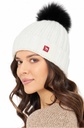 Bonnet d'alpaga BIANCA avec pompon en bébé alpaga et laine mélangée- Blanc