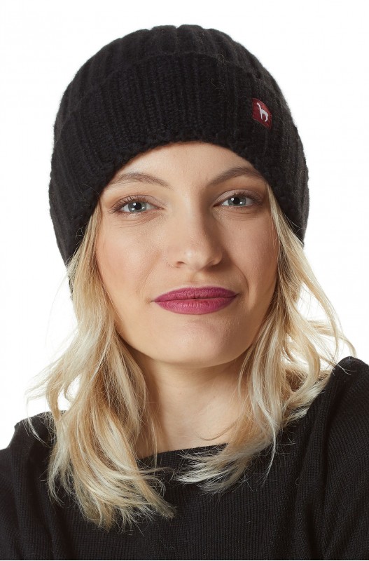 Bonnet d'alpaga BIANCA en bébé alpaga et laine mélangée- noir - (taille unique)  
