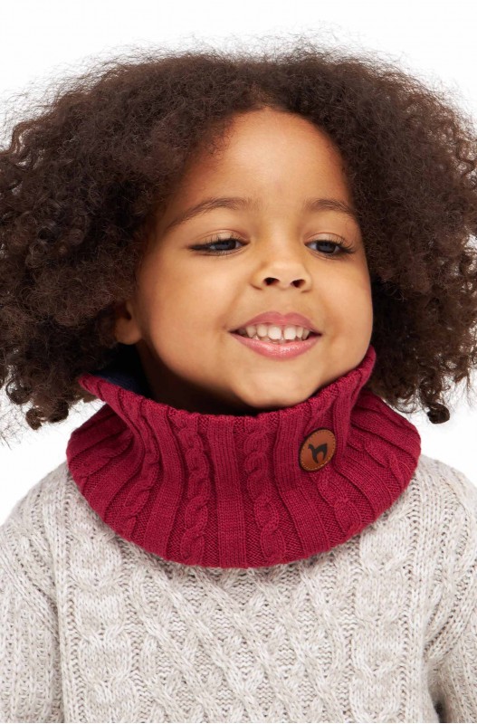 Écharpe bouclette en alpaga ELISUAVE en mélange d'alpaga et de coton - rouge-  enfant