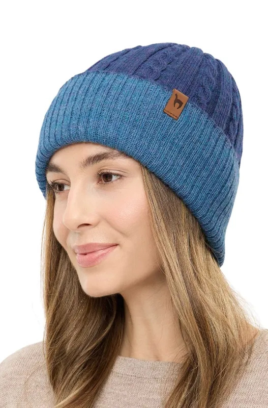 Bonnet réversible en alpaga SUAVE 100% bébé alpaga - midnight blue - APUKUNTUR