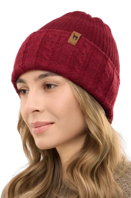 Bonnet réversible en alpaga SUAVE 100% bébé alpaga ROUGE- APUKUNTUR