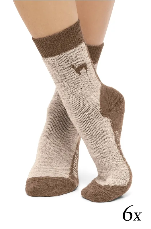 Chaussettes en alpaga TREKKING - mélange d'alpaga et laine CLASSICS - Cacao/Sable - APUKUNTUR