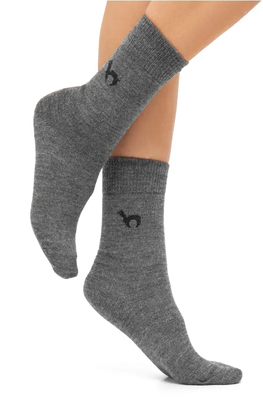 Chaussettes en alpaga BUSINESS - mélange d'alpaga et laine - GRIS - APUKUNTUR