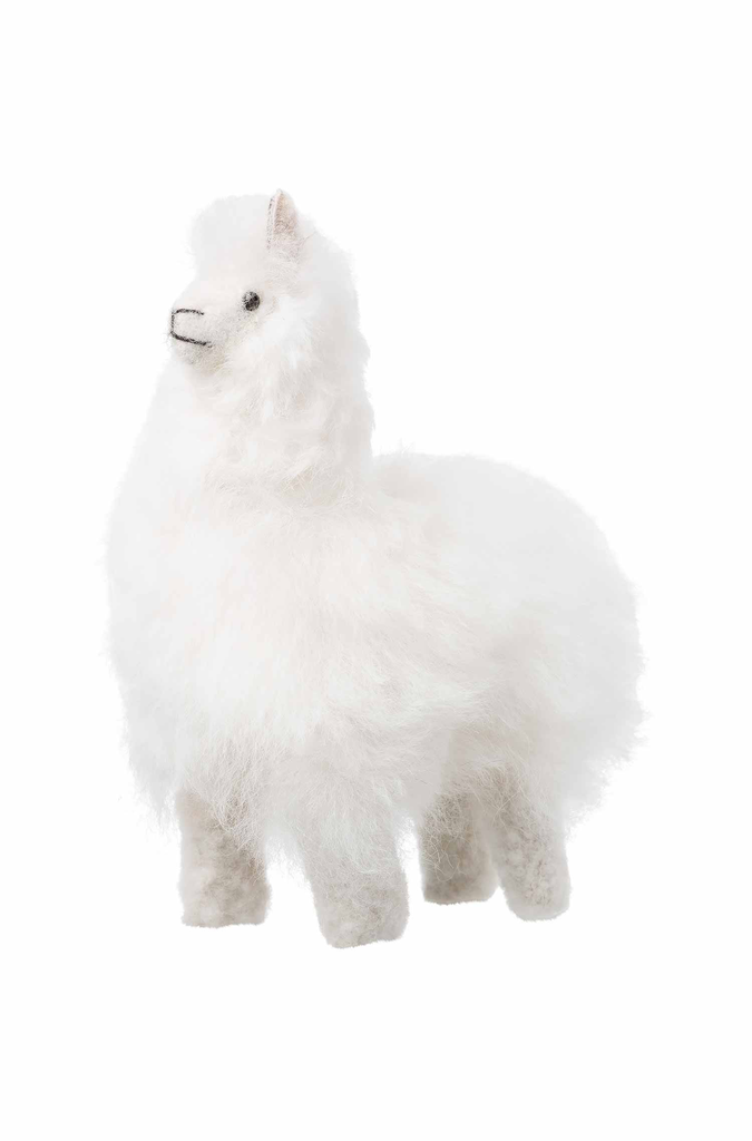 [04031BL] Alpacaknuffel BOUSSOLE (15 cm) in alpacabont - Blanc - APU KUNTUR