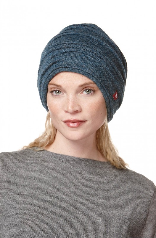 Bonnet d'alpaga CAMINOS en 100% bébé alpaga - Bleu fumé - APU KUNTUR (M)