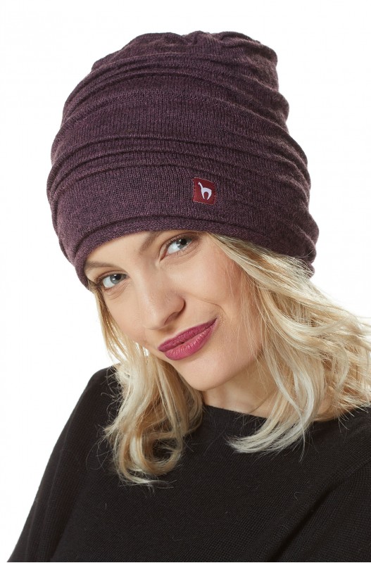 Bonnet d'alpaga CAMINOS en 100% bébé alpaga - Aubergine - APU KUNTUR