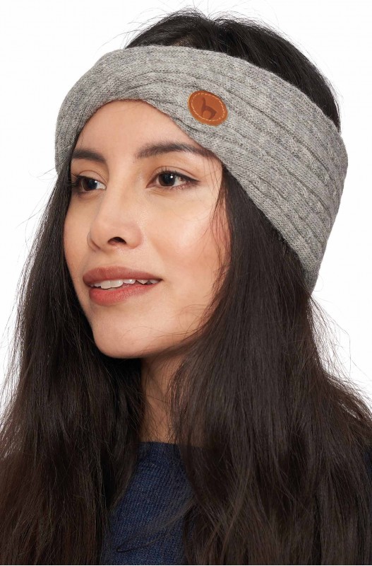 Bandeau en alpaga SUAVE Twist 100% bébé alpaga- Gris - APU KUNTUR