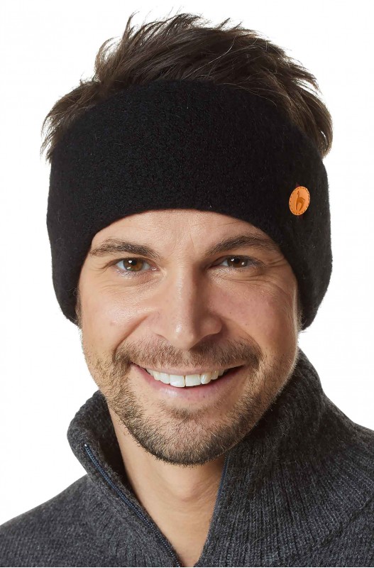 Hoofdband in alpacawol STRETCH in 96% baby alpaga - Noir - APU KUNTUR