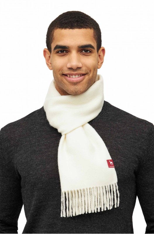 Écharpe d'alpaga UNI en 100% bébé alpaga (30*180 cm) - Ecru - APU KUNTUR