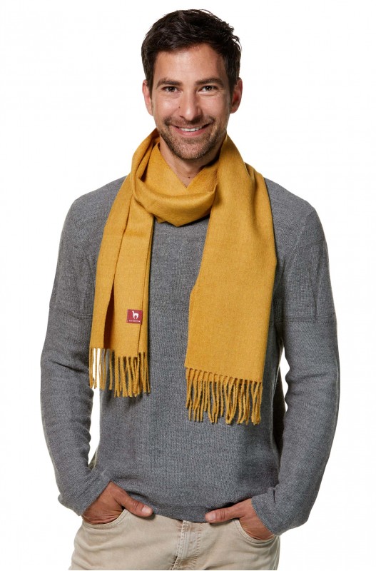 [09029senape] SJAAL in alpacawol UNI 100% baby alpaca (30*180 cm) - Mosterdkleurig - APU KUNTUR