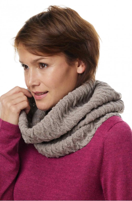 [09274SA] BIESEN alpaca loopsjaal van 100% babyalpaca – zandkleur – APU KUNTUR
