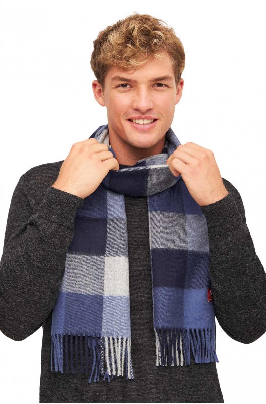Sjaal in alpacawol KARO 100% baby alpaca- bleu - APU KUNTUR