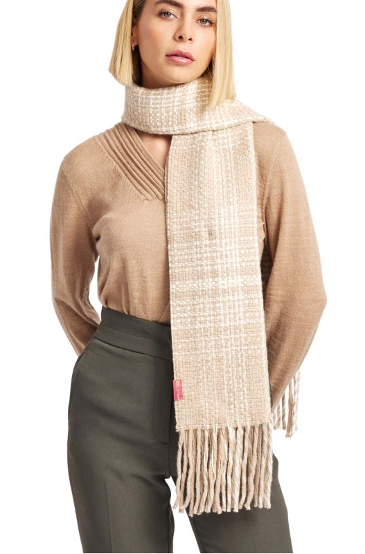 Sjaal in alpacawol WEED in baby alpaca & wol - beige - KUNA