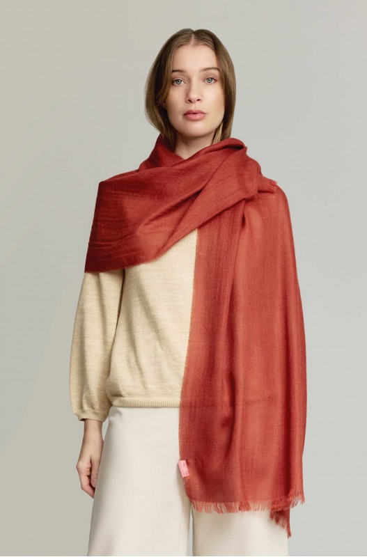 Geweven sjaal in alpacawol AMARETO 100% baby alpaca - Ladrillo - KUNA