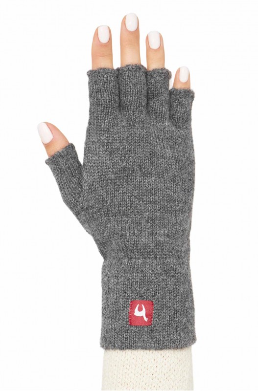 Handschoenen zonder vingertoppen in alpacawol HALBFINGER 100% baby alpaca - Gris - APU KUNTUR (S)