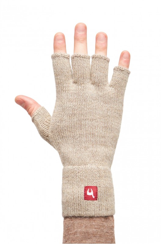 Gants en alpaga HALBFINGER 100% bébé alpaga - Sable - APU KUNTUR
