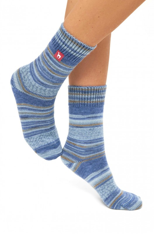 Chaussettes douillettes en alpaga HARMONY mélange de laine d'alpaga- Bleu ocre - APU KUNTUR