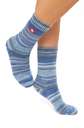 Chaussettes douillettes en alpaga HARMONY mélange de laine d'alpaga- Bleu ocre - APU KUNTUR