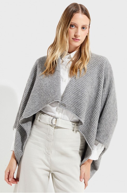 Poncho en alpaga TINAJA en 100% bébé alpaga - grigio - KUNA