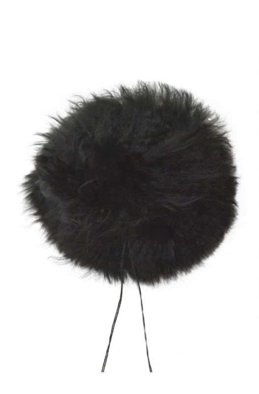 Pompon en fourrure d'alpaga (10cm)- noir