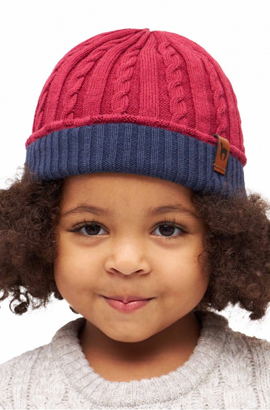 Bonnet d'alpaga ELISUAVE en mélange d'alpaga et de coton- Rouge/Bleu