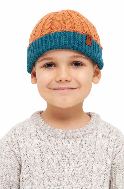 Bonnet d'alpaga ELISUAVE en mélange d'alpaga et de coton- Orange Petrol