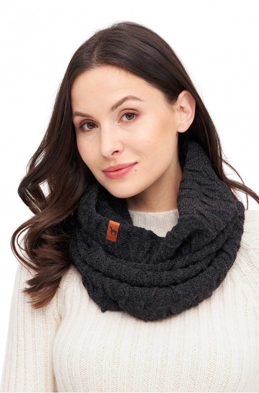Écharpe anneau en alpaga BIESEN en 100% bébé alpaga- Anthracite - APU KUNTUR 