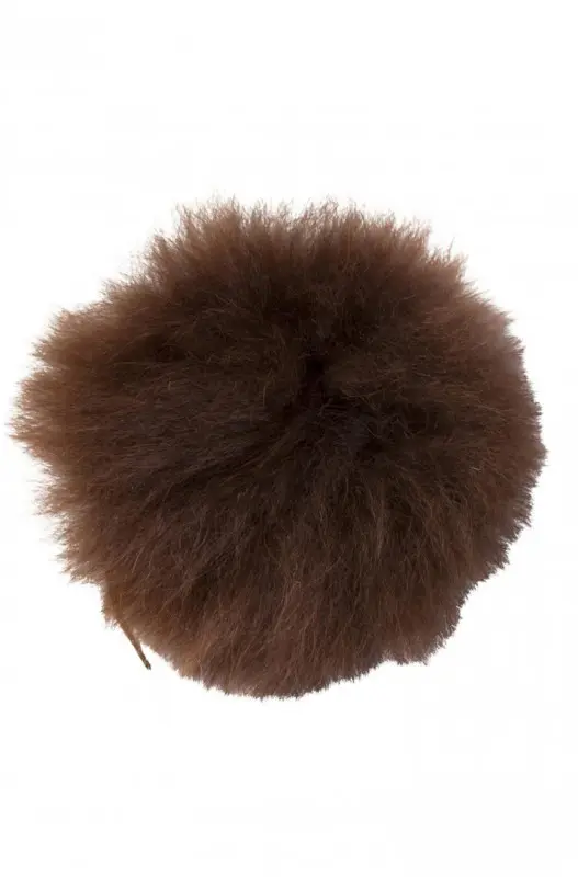 Pompon en fourrure d'alpaga (10cm)- Brun