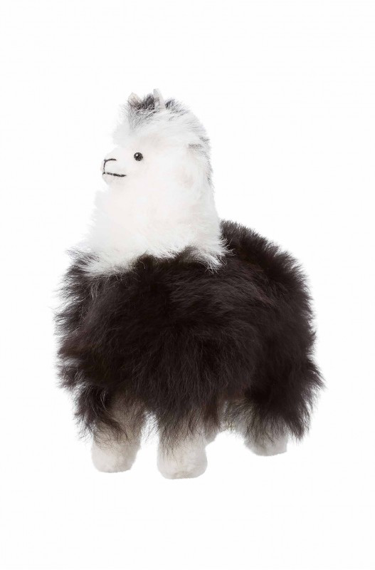 Peluche Alpaga Coussin (15 cm) en fourrure d'alpaga - Bi-color - APU KUNTUR