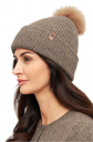Bonnet en alpaga PACA avec pompon en mélange baby alpaga-mérinos- Taupe