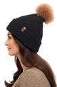 Bonnet en alpaga PACA avec pompon en mélange baby alpaga-mérinos- Noir