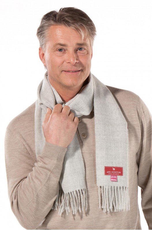 Écharpe d'alpaga UNI en 100% bébé alpaga (30*180 cm) - gris clair - APU KUNTUR
