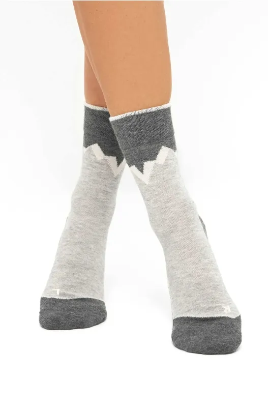 CHAUSSETTES DE RANDONNÉE en alpaga grey/silver - (Wandersocken) Mélange baby alpaga/coton - PREMIUM