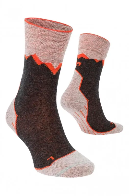 CHAUSSETTES DE RANDONNÉE en alpaga premium - Sable/Orange - APU KUNTUR (36-38)
